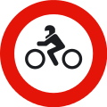 R104 Entrada prohibida motocicletas señal reglamentación