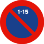 R308c Prohibido estacionar quincena. Señal reglamentación