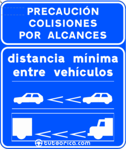 S‐992d Señal informativa de la distancia mínima entre vehículos dentro de un túnel en autopista o autovía. Señal de indicación