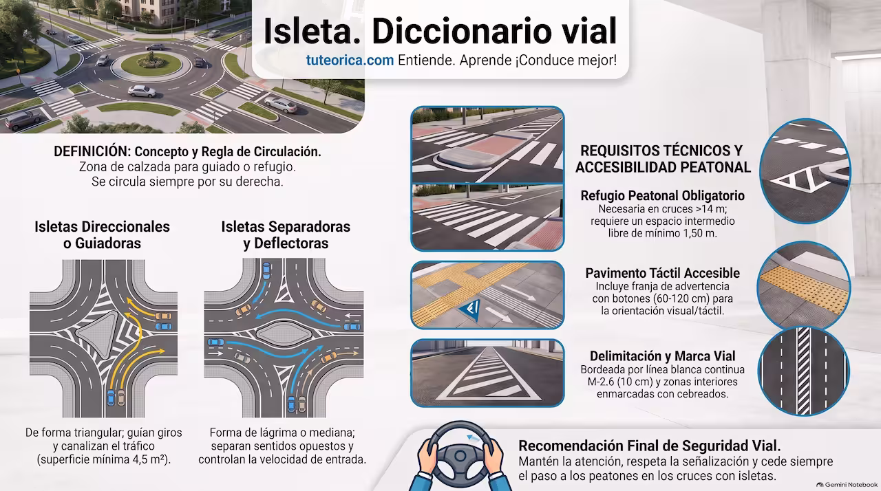 Infografía de la isleta: esquema explicativo y normas de uso